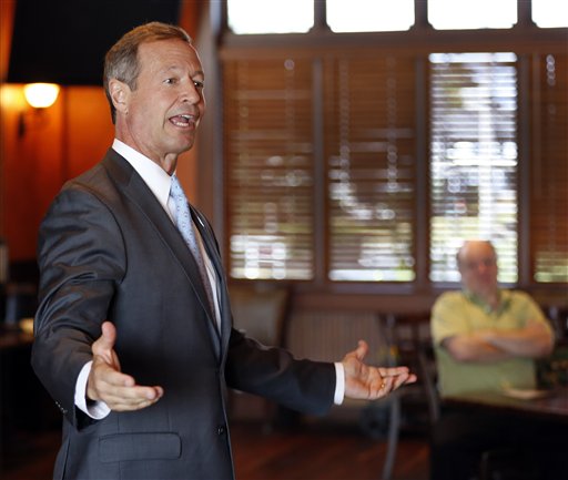 Democratic presidential candidate former Maryland Gov. Martin O'Malley speaks during a campaign stop hosted by the Salem Chamber of Commerce Friday, Sept. 4, 2015, in Salem, N.H. (AP Photo/Jim Cole)