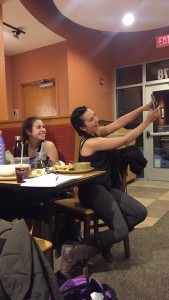 Palutis takes a snapchat with her friend Natalie Giovanniello at Panera Bread in Hummelstown on Wednesday, January 27, 2016. Palutis often puts pictures on her Snapchat story whenever she is out with her friends. 