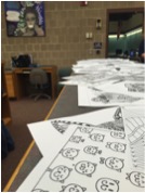 Many different designs are offered to be colored on April 29, 2016. Students explored the world of adult coloring on Community Day. (Broadcaster/Kaitlin Christ)