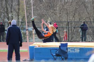 Cotton soars over the high jump pole during her sophomore year outdoor season. Cotton eventually got ninth in districts later that year. 