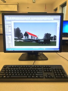 A new computer running Revit, an architectural program, on October 1st 2015. The Engineering department has been teaching students how to use Revit for the past several years.