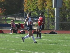 Junior Mya Christopher, 18, prepares to receive the ball at the team’s October 8, 2015 game against Susquehanna Township. Christopher will be a student at The University of Iowa beginning the fall of 2017.