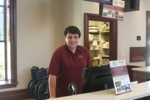 Brendan Demmy works at the front desk at The Hershey Story Museum in Hershey, PA on Thursday, October 8th, 2015. Demmy splits his time working between The Hershey Story and The Arthritis Foundation of Central Pennsylvania. 