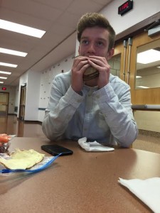 Cameron Quirin eats lunch in the cafeteria on Wednesday, October 7th 2015. Quirin quit soccer due to sports politics.