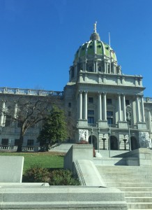 The Pennsylvania General Assembly works inside the Capitol on November 4th, 2015. Pennsylvania has been considered a swing state in Presidential elections, but for the past 6 races the state has voted in favor of Democrats, illustrating the change in the population. 