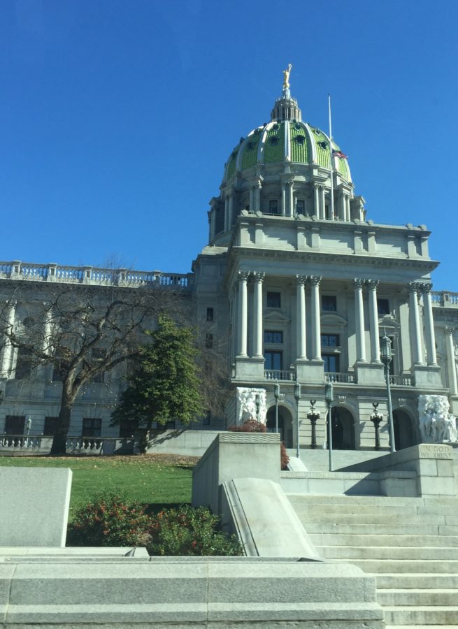 The Pennsylvania General Assembly works inside the Capitol on November 4th, 2015. Pennsylvania has been considered a swing state in Presidential elections, but for the past 6 races the state has voted in favor of Democrats, illustrating the change in the population.
