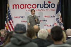 Republican presidential candidate, Sen. Marco Rubio, R-Fla., speaks during a town hall meeting, Monday, Jan. 18, 2016, in Ottumwa, Iowa. (AP Photo/Mary Altaffer)