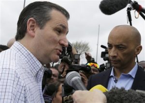 Republican presidential candidate, Sen. Ted Cruz, R-Texas talks to the media before going in to cast his vote in the Texas Primary,Tuesday, March 1, 2016, in Houston. (AP Photo/Pat Sullivan)