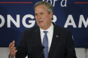 Republican presidential candidate, former Florida Gov. Jeb Bush speaks at his South Carolina Republican presidential primary rally in Columbia, S.C., Saturday, Feb. 20, 2016. Bush says he is ending his bid for the White House.  (AP Photo/Matt Rourke)