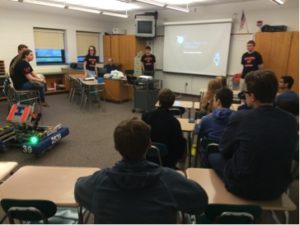 2)The robotics team Krypton Cougars presents about their club on April 29, 2016 on HHS Community Day. The robotics team goes to many competitions throughout the school year, hoping to make it to world championships. (Broadcaster/Jenny Kim)