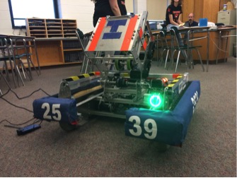 The Krypton Cougars robot poses on HHS Community Day on April 29, 2016. The robot had taken six weeks to create, along with programming and strategy. (Broadcaster/ Jenny Kim)