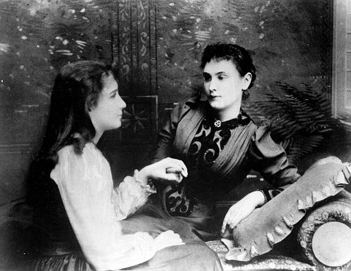 Helen Keller, left, at age 13, is photographed with her teacher, Anne Sullivan, in 1893 at an unknown location.  Keller was  nineteen months old when a disease left her blind and deaf.  (AP Photo)