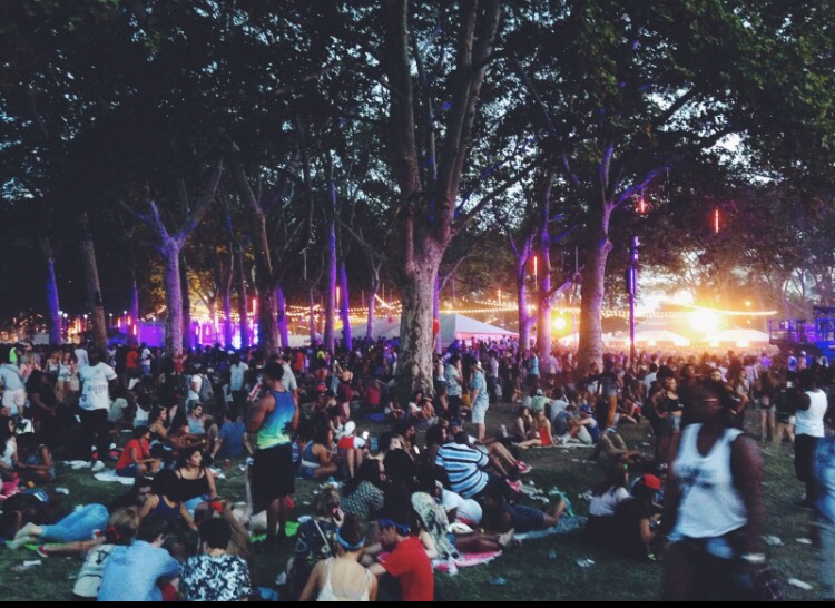 Fans sit and chill waiting for another artist to perform. In between concerts are one of the only times to sit and relax. Picture taken by Ali Gmerek.
