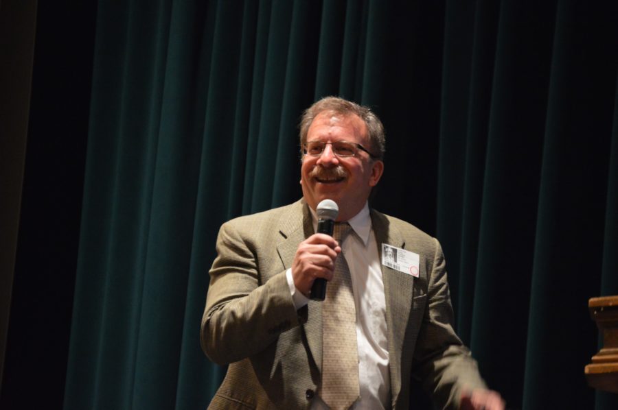 Dr. David Yukelson informs HHS students about passion during Community Day on April 29, 2016. Yukelson graduated from University of North Texas with a P.H.D. in Sports Psychology.
