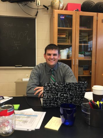 On September 7th, 2016, Mr. Stauffer poses for a quick picture during his lunch break at Hershey High School. Stauffer worked on his lesson plans for the upcoming week. (Broadcaster/Emily Tubbs)