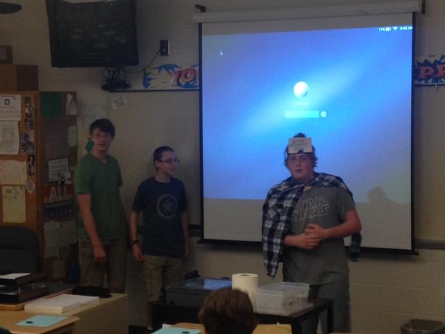 From left to right, Nick Biser, Matt Davis, and Kellen Olsen introduce the Superhero club. Davis is the President, Olsen was a member last year, and Biser is a new member. (Broadcaster/Sam Allery)