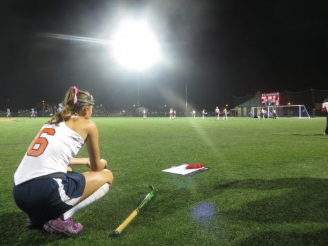 Mary-Anne Nortier, junior at HHS, watches as Hershey attempts to score a point to win in the second half of the game on October 8, 2016. Hershey lost to LD 2-1 at the 322 turf field.  (Broadcaster/Echo Rogers)  