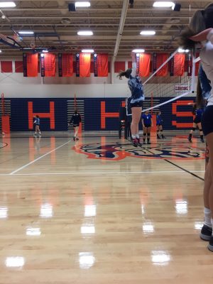 Lilly Strader warms up for the girls varsity volleyball game vs. Waynesboro High School. HGVB beat Waynesboro 3-1 on Tuesday October 18, 2016. (Broadcaster/Tori Moss)