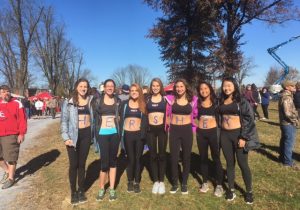 The XC Girls show off their team spirit with HERSHEY spelled out on their stomachs. Some of the team’s girls “painted up” in support of the HXC states runners. (Broadcaster/Kieri Karpa)