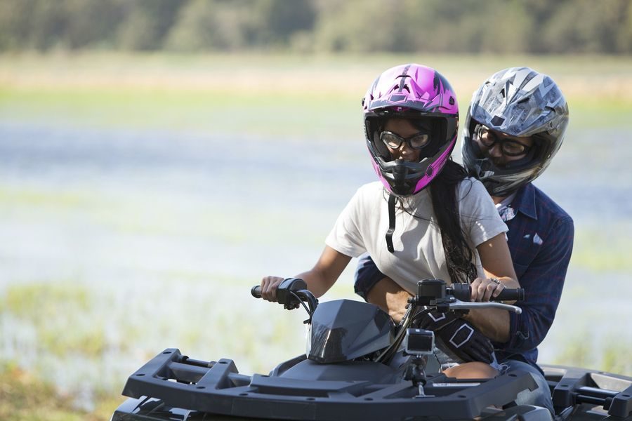 Nick joined Raven in her hometown, Hoxie, Arkansas this week. The two of them sped around on ATVs through the swampy grass. (ABC/Drew Cason)
