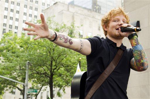 Ed Sheeran performs on NBCs Today show on Friday, July 12, 2013 in New York. (Photo by Charles Sykes/Invision/AP)