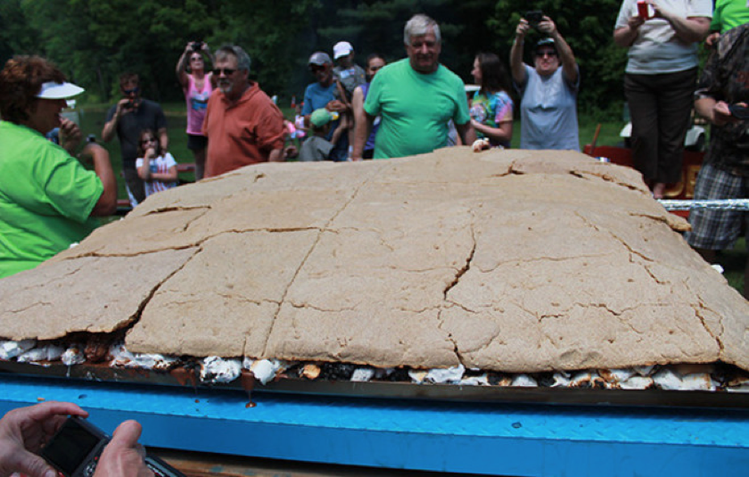 The largest s’more in the world, created in Deer Run Campground in Gardeners, PA. (Photo Courtesy of Guinness Book of World Records)