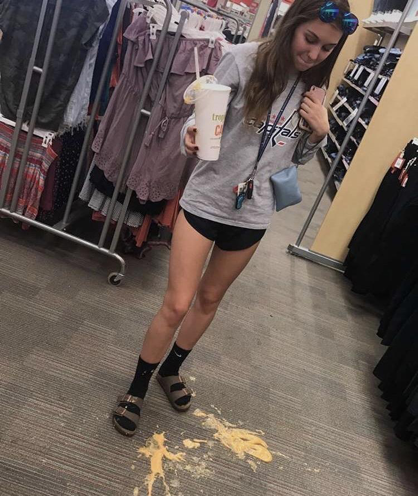 HHS junior Kaitlyn Kelley is pictured after dropping her smoothie in the middle of Target. The photo was posted on her finsta with the caption, “this is my life in a photo.” (Submitted by Kaitlyn Kelley)