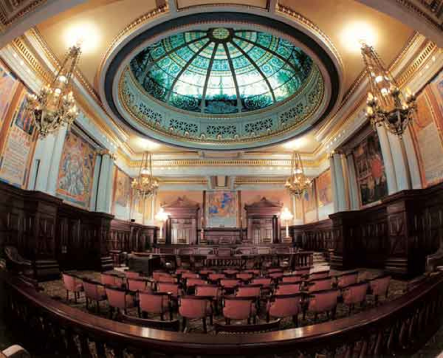 Pennsylvania Commonwealth Supreme Court room is pictured. The PA Supreme court voted 4-3 to strike down PA’s congressional map due to gerrymandering. (Penn State/CC BY-NC 2.0)
