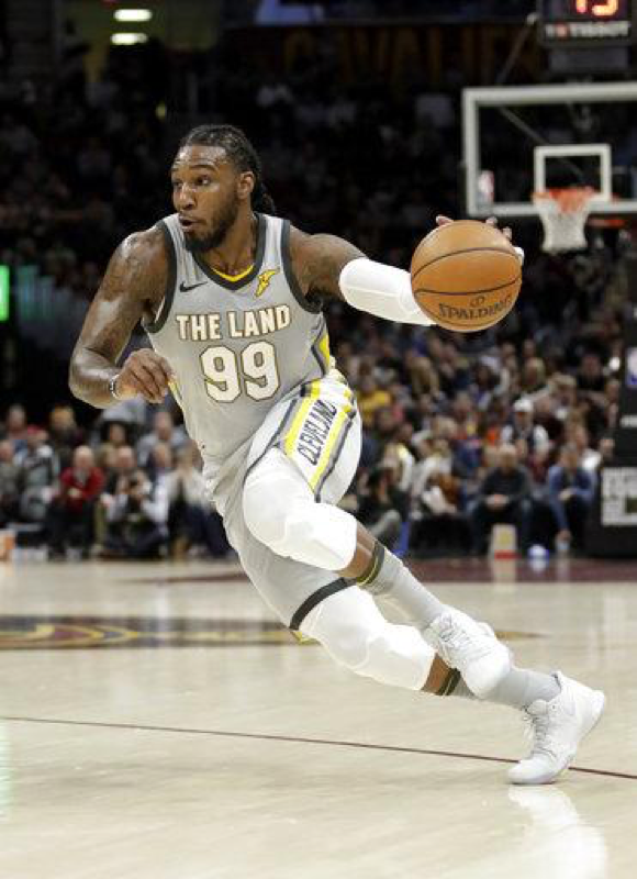 Cleveland Cavaliers Jae Crowder drives against the Minnesota Timberwolves in the first half of an NBA basketball game, in Cleveland. The Cavaliers sent guard Derrick Rose and forward Jae Crowder to the Utah Jazz for forward Rodney Hood, Thursday, Feb. 8, 2018. (AP Photo/Tony Dejak)