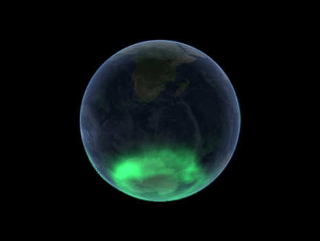 A view of the aurora australis as taken by the Imager for Magnetopause-to-Aurora Global Exploration (IMAGE) spacecraft on Jan. 7. This photo was taken by the IMAGE satellite in 2005, after which it was lost for 12 years before being found again in early 2018. (NASA)
