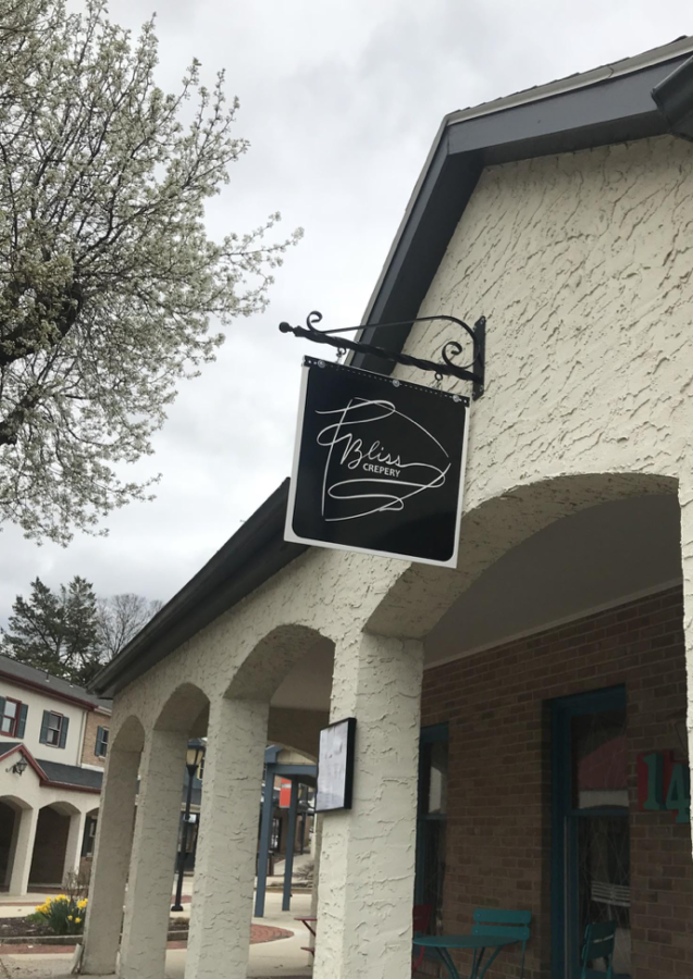 The Bliss crepery sign hangs outside the eatery at Briarcrest Square on Tuesday May 1st, 2018. Bliss crepery has been opened since September 12, 2017. (Broadcaster/Miranda Schneier)
