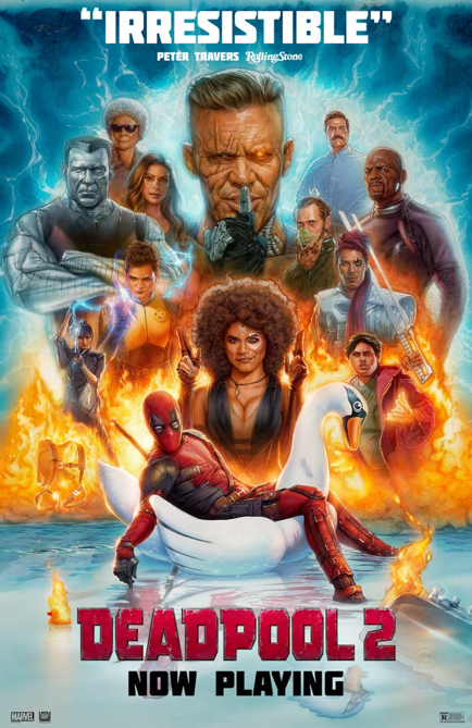 The poster for Deadpool 2 shows how action-packed the movie is. The film received an 82% on Rotten Tomatoes, a similar rating to its predecessor. (20th Century Fox)
