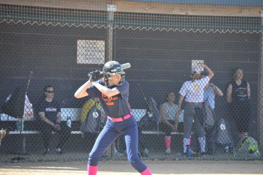 Julia Zakovitch awaits a pitch during practice on April 24, 2019.  “I admire Julia’s dedication to herself as an athlete,” said softball head coach Maria Mrowzowksi. (Broadcaster/Allie Balcomb)