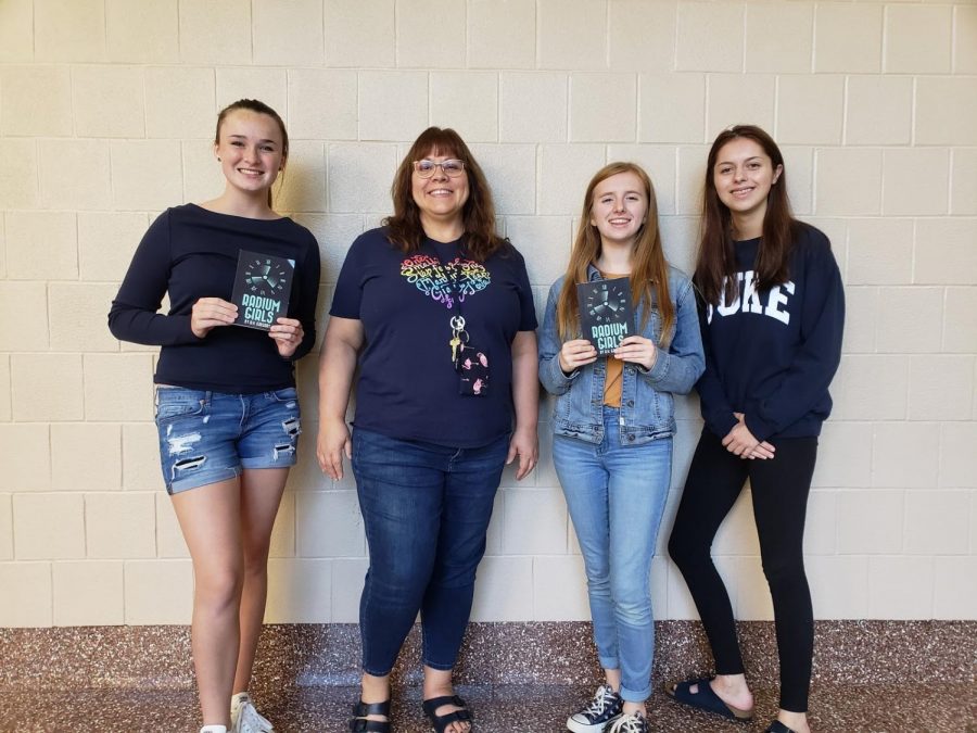Pictured, from left to right, are Anna Callahan (Irene Rudolph), Michelle O’Brien (Producer), Natalie Taylor (Sob Sister), and Taylor Koda (Madame Curie/Venecine Salesperson). They will all take part in HHS Theater’s production of Radium Girls, which premiers on Friday, November 22, 2019. (Broadcaster/Talon Smith)