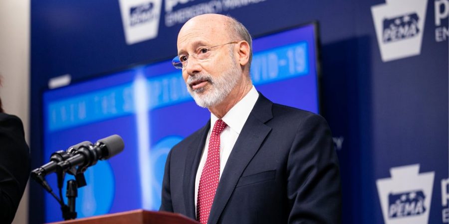 Pennsylvania Governor Tom Wolf addresses the press during an undated visit to the Pennsylvania Emergency Management Agency.  Wolf ordered schools in the Commonwealth remain closed for the remainder of the school year to limit the spread of COVID-19. (Commonwealth of Pennsylvania/CC BY 2.0)