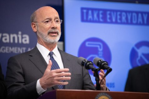 Pennsylvania Governor Wolf addresses the media on March 16, 2020.  Wolf and Secretary of Health Levine are expected to release details for a statewide contact tracing program on May 1, 2020.  (Governor Tom Wolf/CC BY 2.0)
