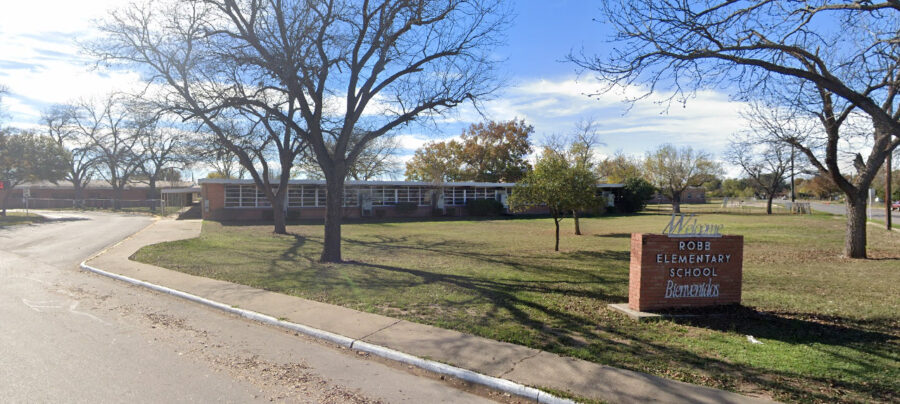 Robb Elementary is pictured in a Google Street View image.  Current enrollment was 575 students.  (Screenshot/Google Street View)
