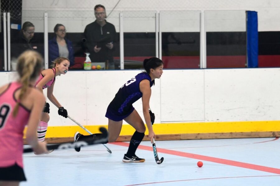 Joyce+Tao+takes+the+ball+up+in+her+club+field+hockey+game.+The+game+took+place+last+weekend+%281%2F7%2F2023%29+at+422+Sportsplex.
