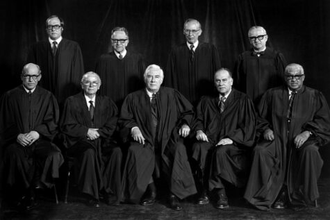 Pictured with the U.S. Supreme Court, Thurgood Marshall, in the front row at the far right, became an Associate Justice in 1965.  A survey in 1999 showed that black political scientists listed Marshall as one of the ten greatest African-American leaders in history.  (U.S. Library of Congress/Public Domain) 