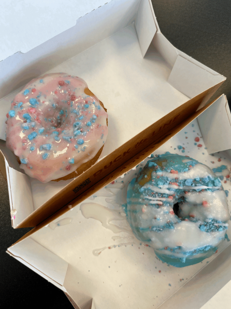 Pictured are the Cotton Candy Explosion and Cotton Candy Dream donuts. Both were loved by customers and were perfect treats for the warm weather.
