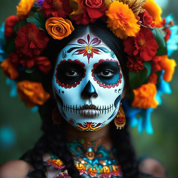 Day of the Dead—Dia de los Muertos—is a celebration honoring the dead. Every year, this celebration takes place on November 1st and 2nd. (Image created by myninja.ai) 
