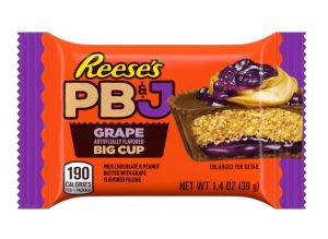 Reese’s released their new Big Cups in two new flavors on April 8th. The flavors are Strawberry PB&J and Grape PB&J. (Hersheyland.com)

