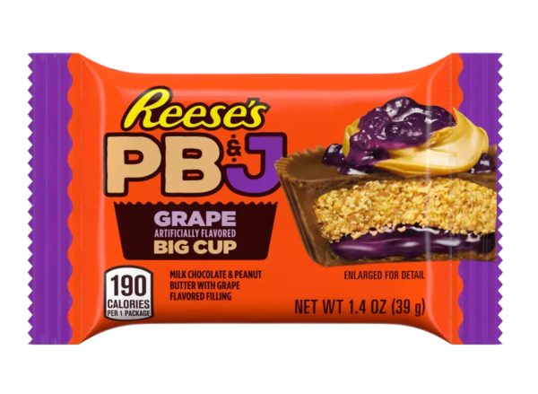 Reese’s released their new Big Cups in two new flavors on April 8th. The flavors are Strawberry PB&J and Grape PB&J. (Hersheyland.com)

