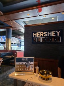 The Hershey Social features a modern interior with wooden accents and booth seating.  The night I visited, they offered $10 off dart sessions. (Broadcaster/Max Cummings)