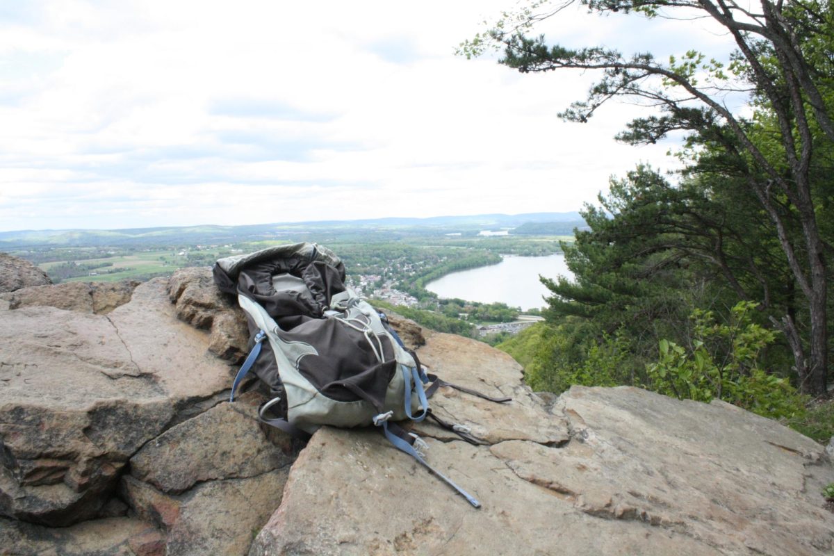 My hiking backpack is resting on the cliffside of Hawk Rock Overlook in Duncannon, Pennsylvania. Hawk Rock Overlook is along a section of the Appalachian Trail, a 2,200-mile trail that runs through 14 states in America. (Broadcaster/Gavin Zeigler)