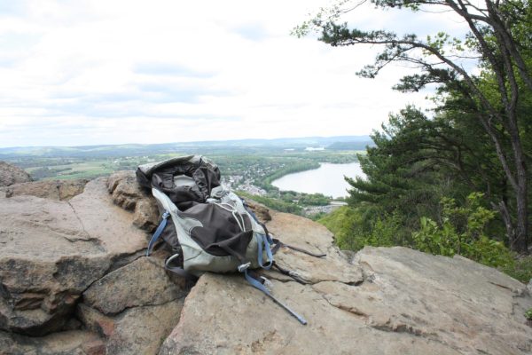 My hiking backpack is resting on the cliffside of Hawk Rock Overlook in Duncannon, Pennsylvania. Hawk Rock Overlook is along a section of the Appalachian Trail, a 2,200-mile trail that runs through 14 states in America. (Broadcaster/Gavin Zeigler)