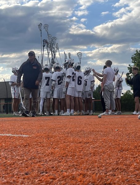 Head coach Briggs pregame talk with his players that would lead them into this difficult matchup against McDevitt (Broadcaster/Austin Lamparter).